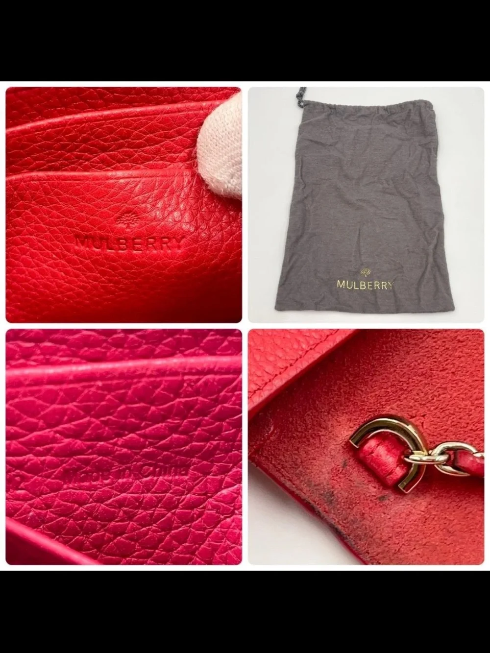 Mulberry Red Pebbled Leather Mini Crossbody with Chain Strap